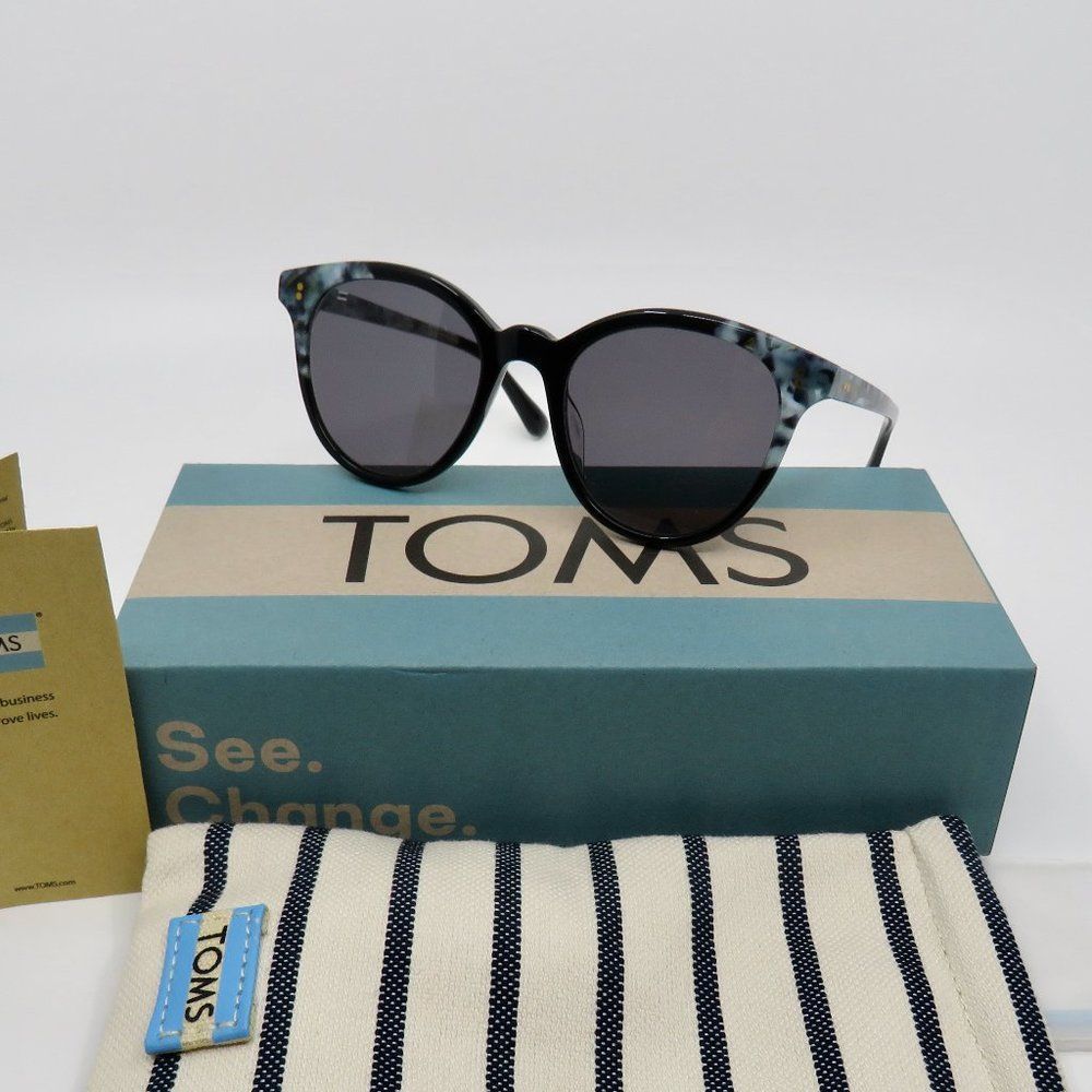 Toms Aaryn New 10016131 Blue/Dark Grey Butterfly Sunglasses.